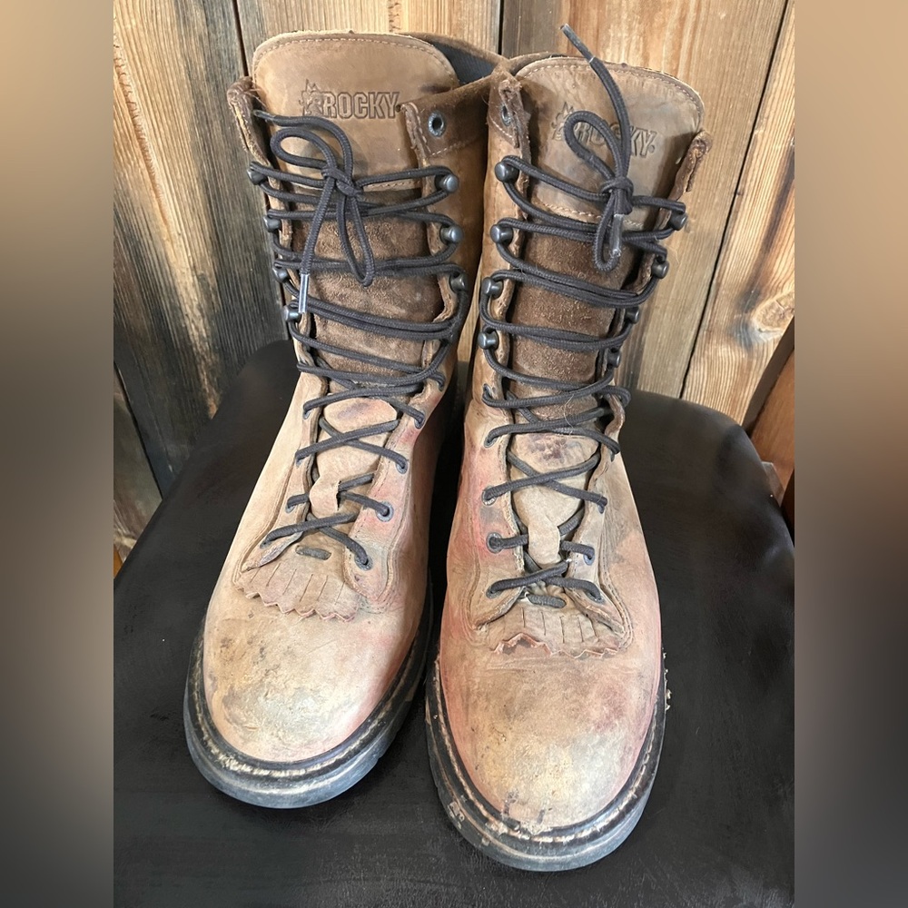 Rocky Black and Brown Slip-Resistant steel toe Boots
